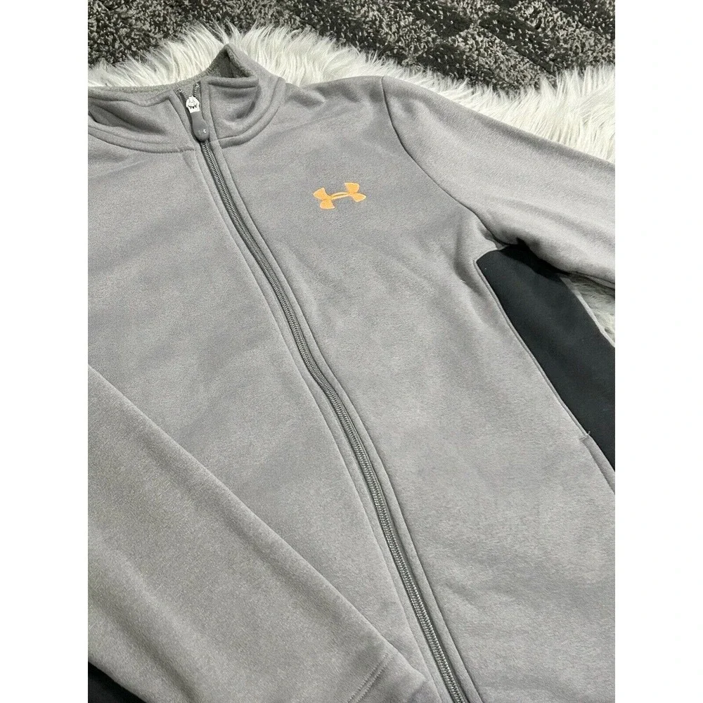 Under Armour Youth Cold Gear Zip-Up Jacket Size Large With Orange‎ Detailings